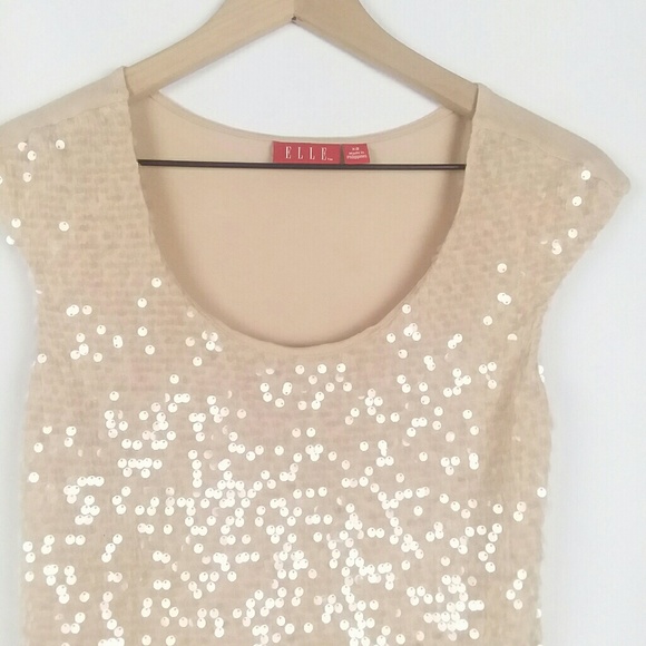 Elle sequenced scoop  neck cap sleeve top - Picture 5 of 5